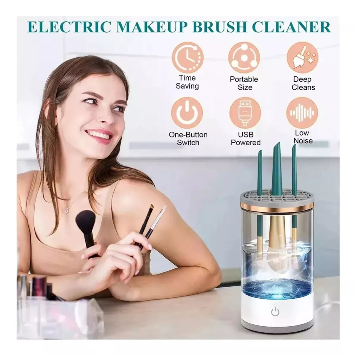 Limpiador Eléctrico de Brochas Maquillaje